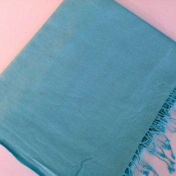 Pashmina cachemire et soie bleu ciel